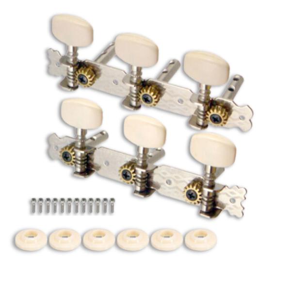 3 by 3 Metal Machine Head and Ivory Look Tuning Pegs for Acoustic ...