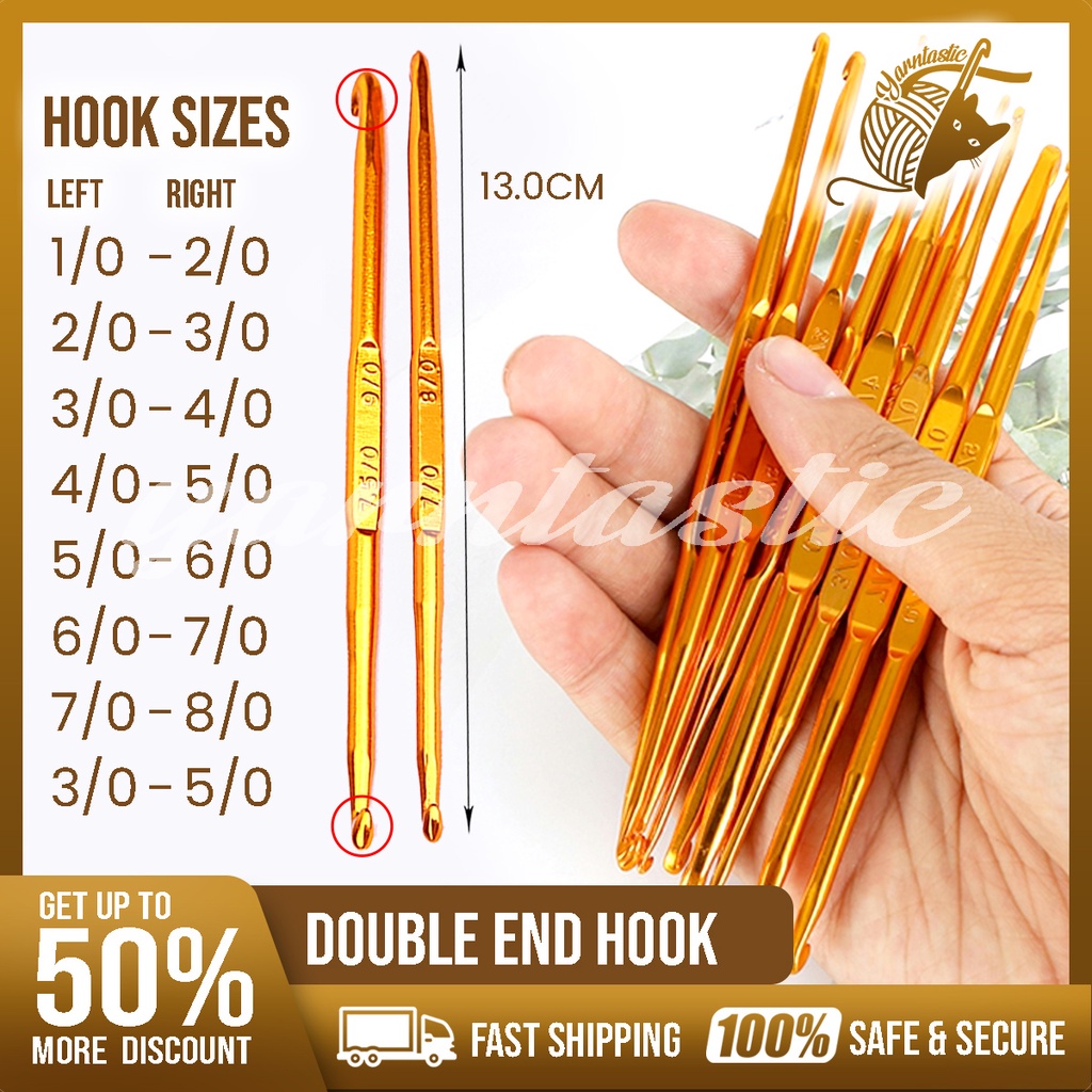 YT Gold Crochet Double End Hook Dhook 1/0-5/0Mm