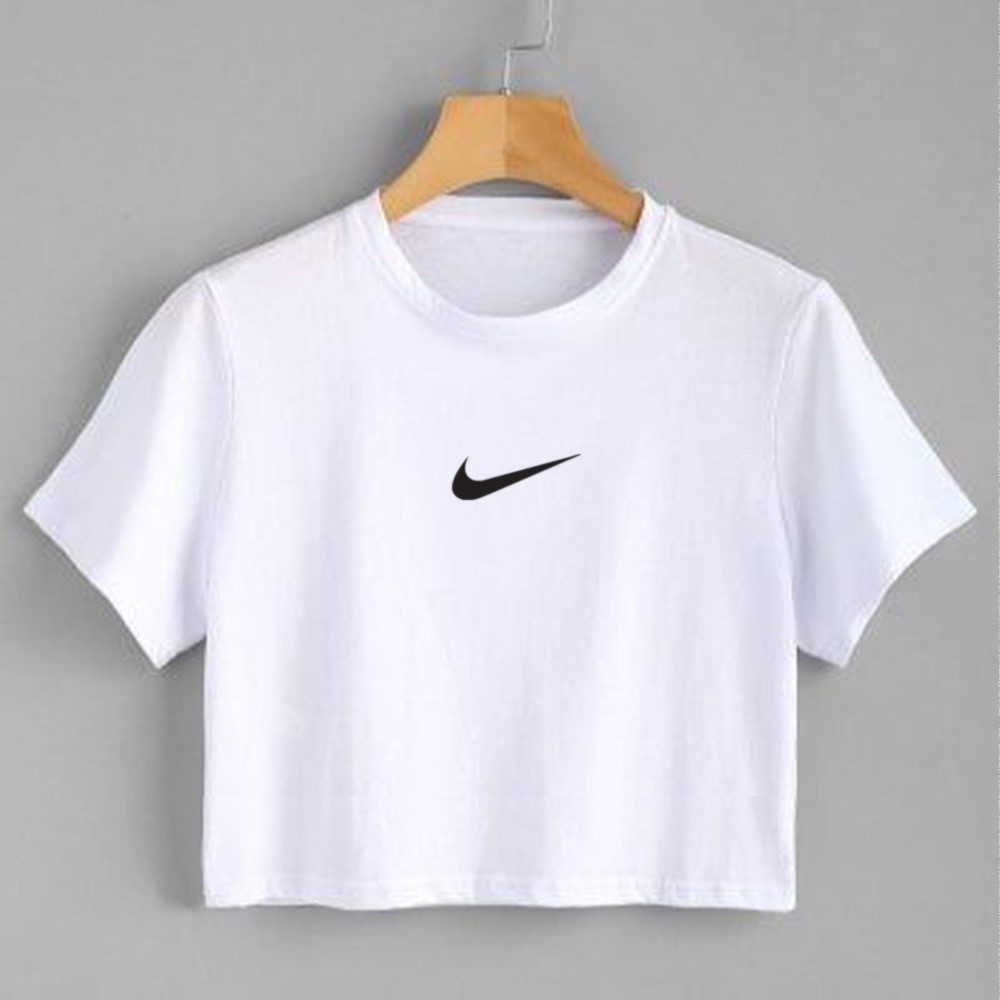 White Nike Swoosh Crop Top