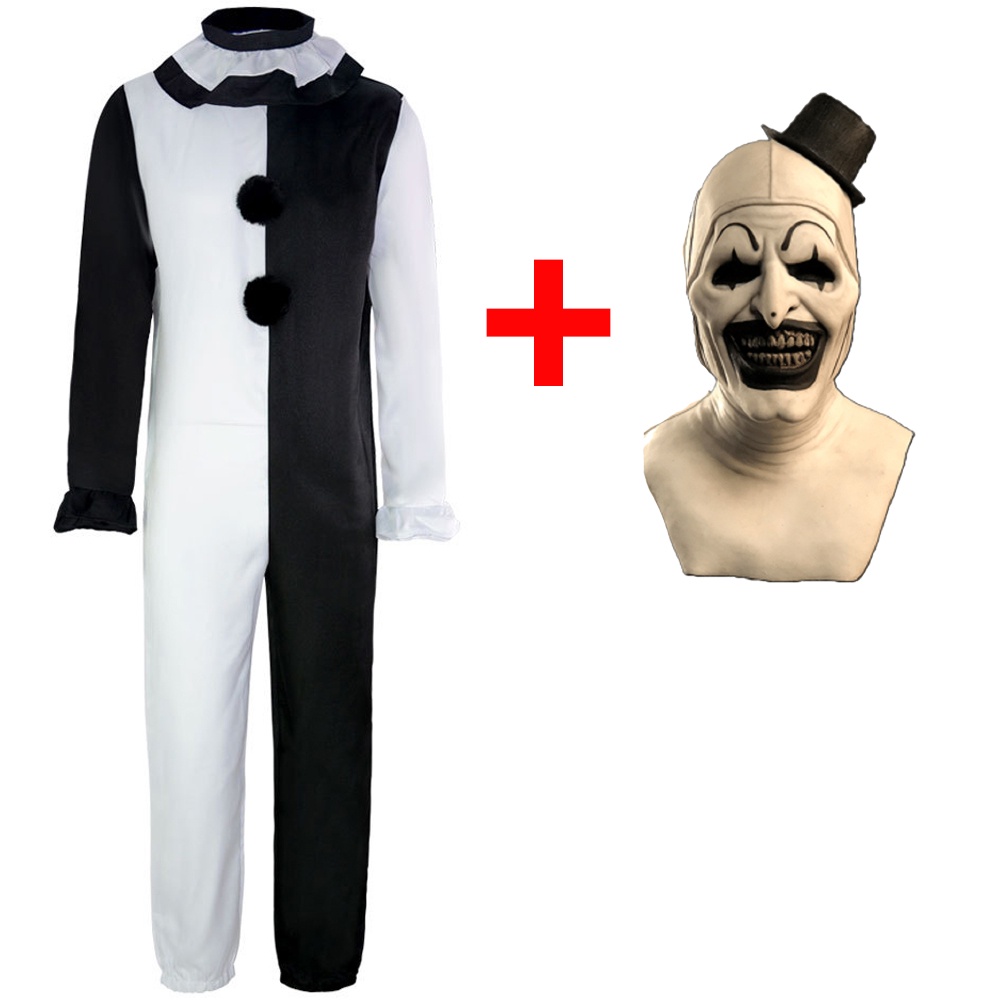 Adults Terrifier 2 Art The Clown Cosplay Costume Jumpsuit Hat Mask Outfits Halloween Carnival 