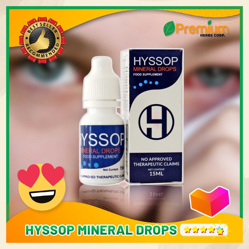 PHC03A BOTTLE HYSSOP MINERAL EYE DROPS 15ml each dropper For Clear