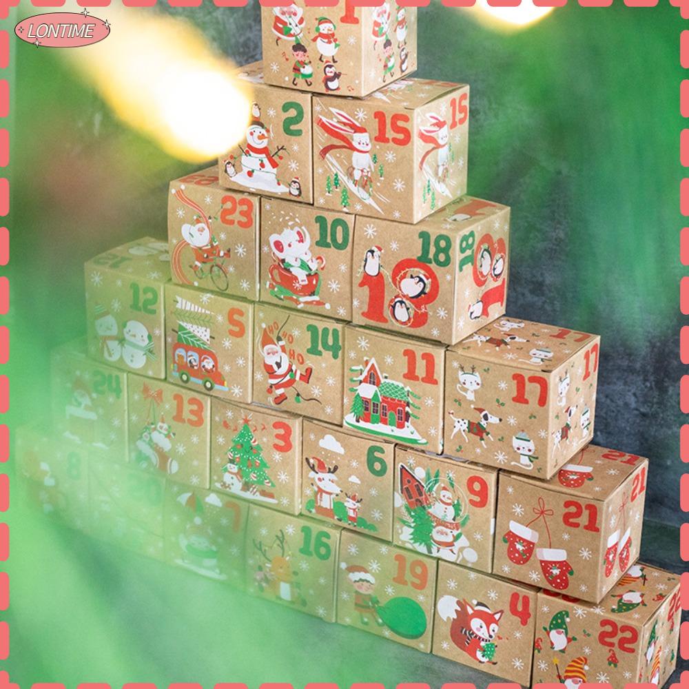 LONTIME STORE 24pcs Candy Box, 24 Days Christmas Advent Calendar Gift