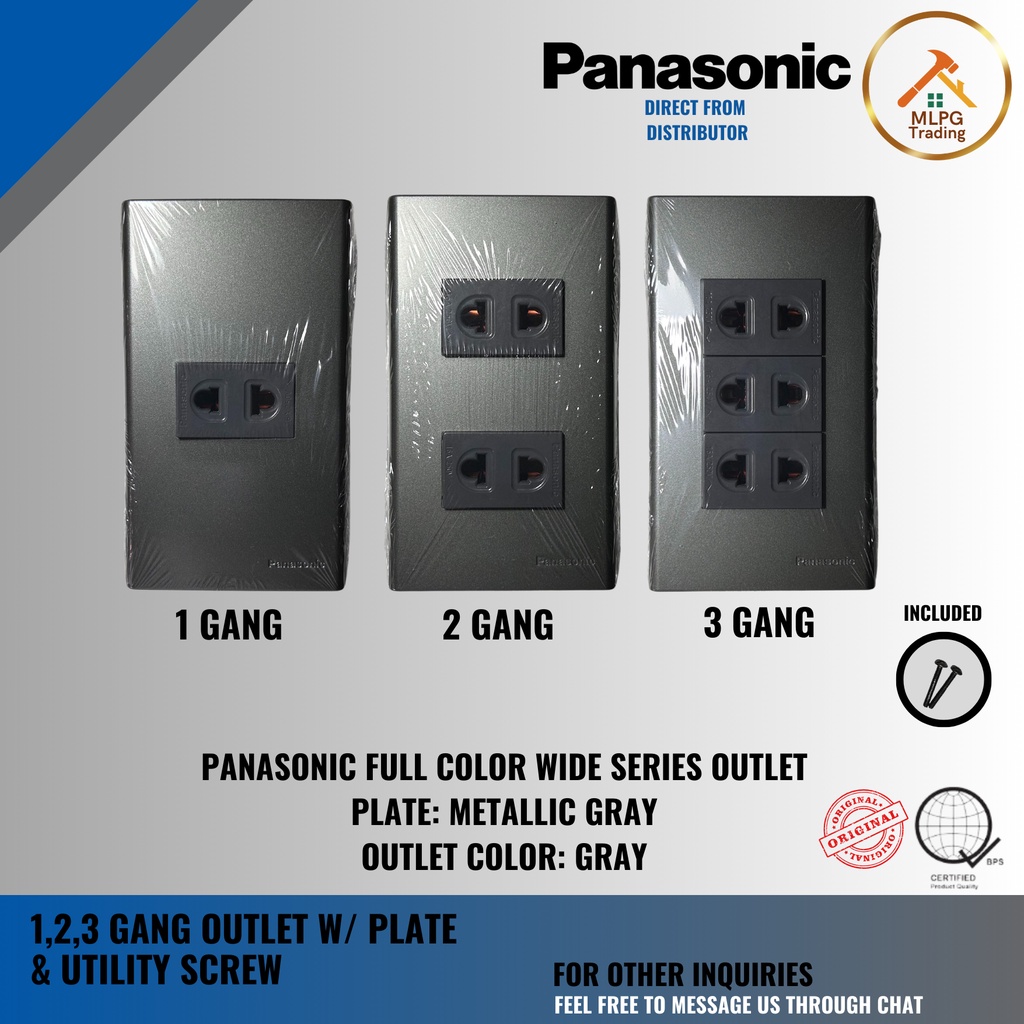 Panasonic Full Color Wide Series Outlet (Metallic Gray) (1,2,3 Gang Set ...