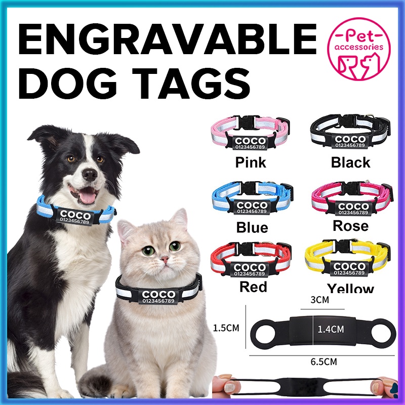 Pet Dog collar with tag engraved personalized tag with collar Shopee
