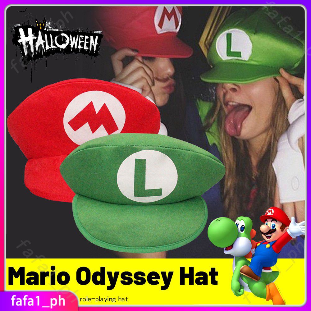 Super Mario Bros Hat Mario hat Cosplay Halloween Red Green Cap bar ...