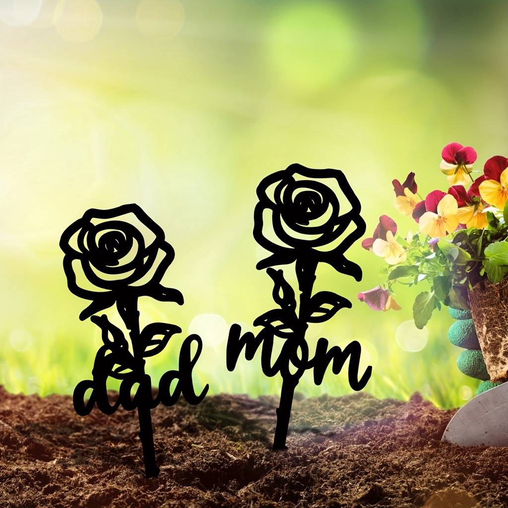 1pc, Rose Shaped Memorial Stake Grave Decoration, Graveyard Tombstone ...