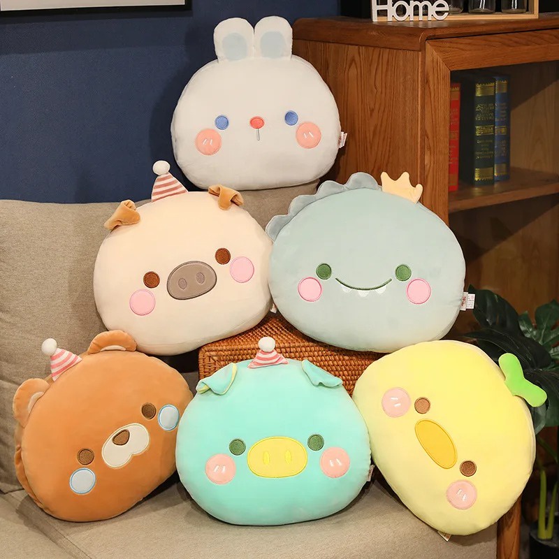 Kawaii Soft Cartoon Warm Hand Plush Throw Pillow Cute Stuffed Round ...