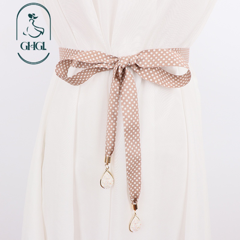[GHGl] Streamer Silk Scarf Belt Female Decoration Simple Slim-Length ...