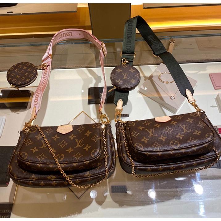 ♞Lv3 In 1 Multi Pochette Accessories Top Grade Quality Lv Sling Bag