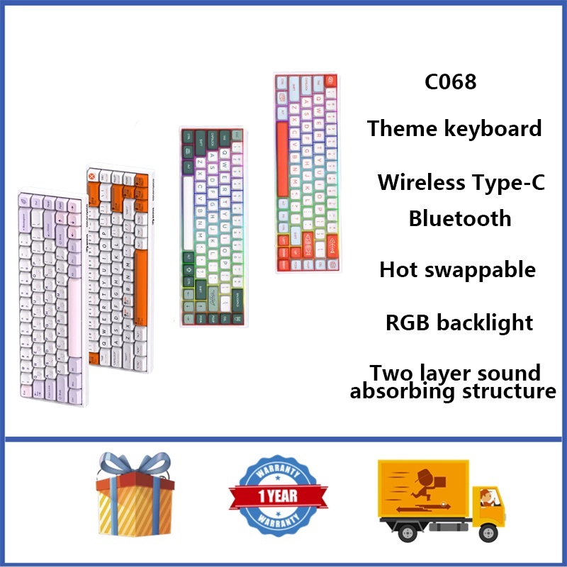ColorReco C068 65% Dual Silence RGB Wireless Mechanical Keyboard ...