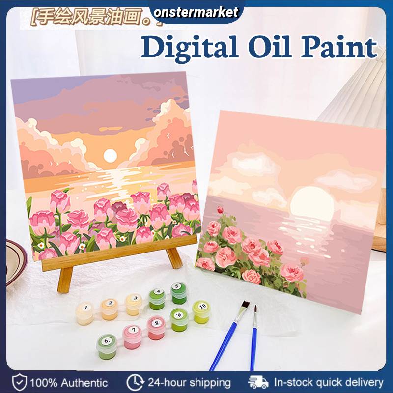 Digital Oil Paint By Numbers 20x 20cm Canvas Frame Number Painting ...