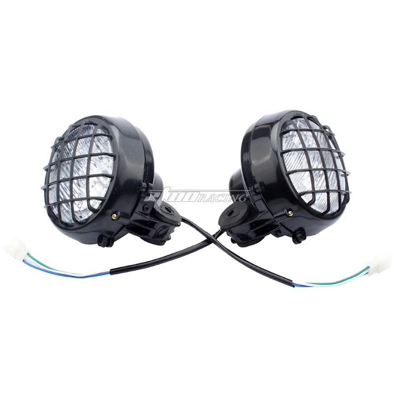 Left and Right Headlights assembly Lens Bulbs Lights Grills Warrior for