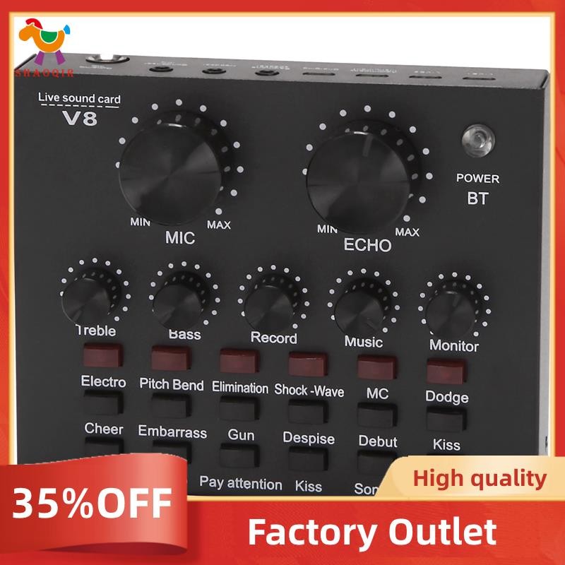 V8 Sound Card Audio Set Interface External Usb Live Microphone Sound ...