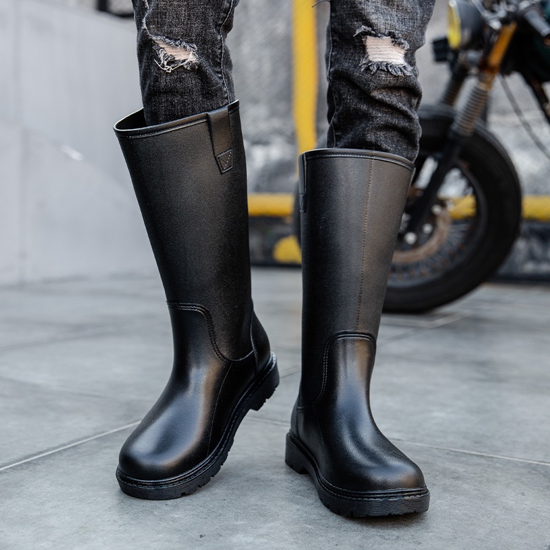 Mens knee high rain on sale boots