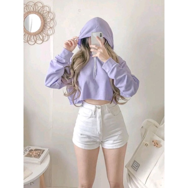 Crop top cheap hoodie shopee