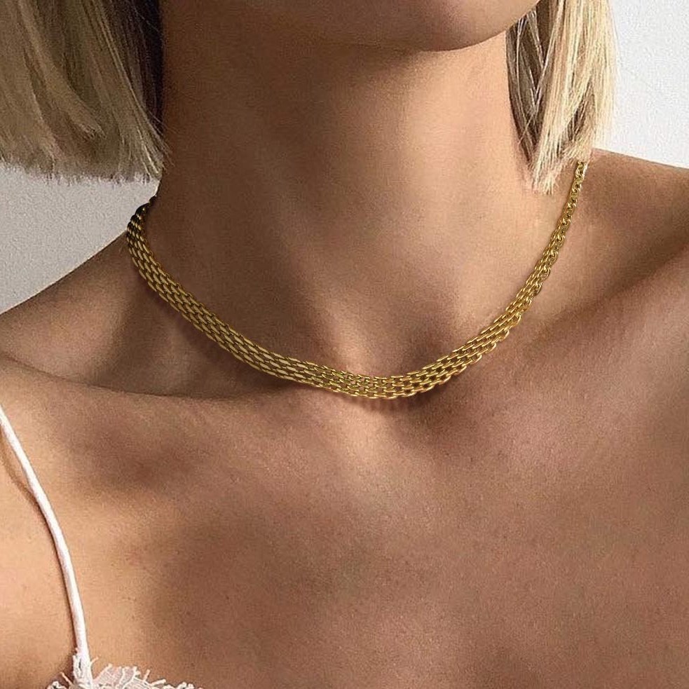 ROPE 6MM Gold Neck Chain from stainless steel 316L gold plated 18K