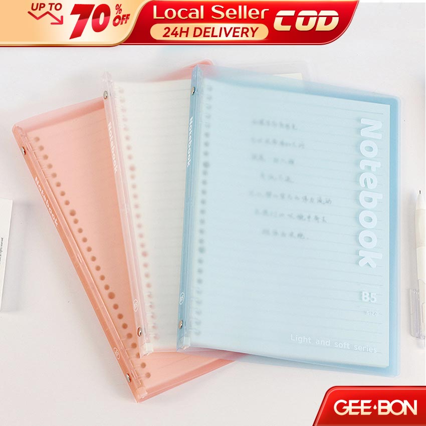 GEEBON Transparent Loose Leaf Binder Notebook Cover Memo Diary Office