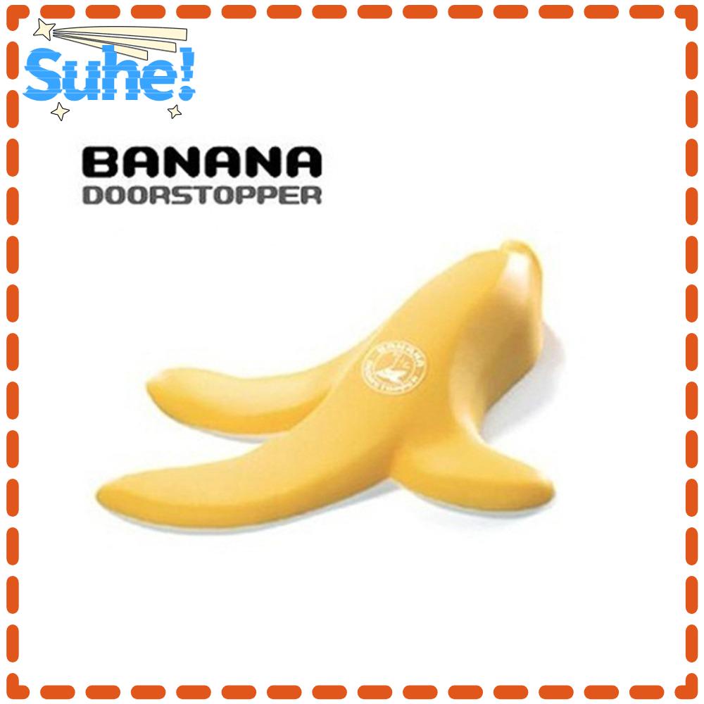 HISUHE Banana Door Draft Stopper Wedge, Rubber Yellow Door Wedge