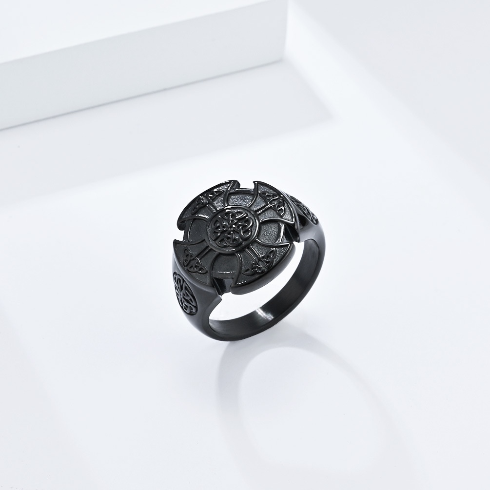 Nordic Style Viking Eternal Triangle Knot Titanium Steel Ring for Men ...