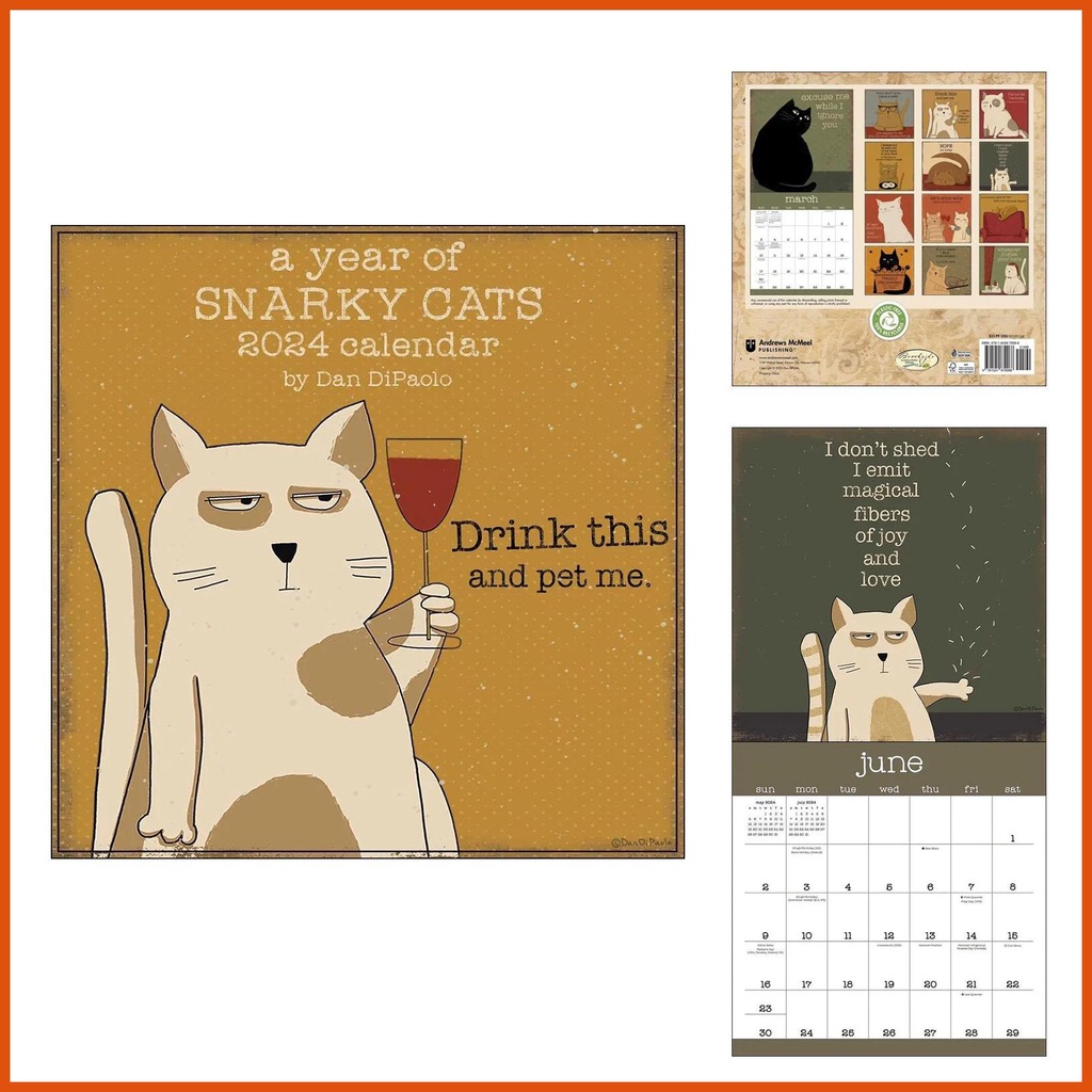 Snarky Cat Wall Calendar Funny Cat Calendars Kitten Calendar Decor 2024