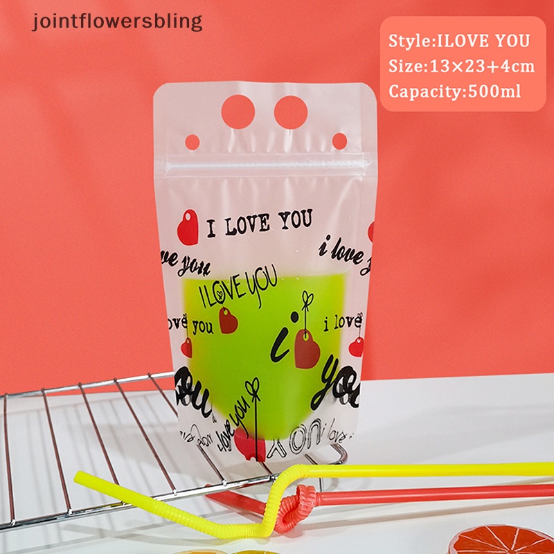 JOPH 10Pcs Handheld 2Hole Liquid Straw Drink Pouches Resealable Juice