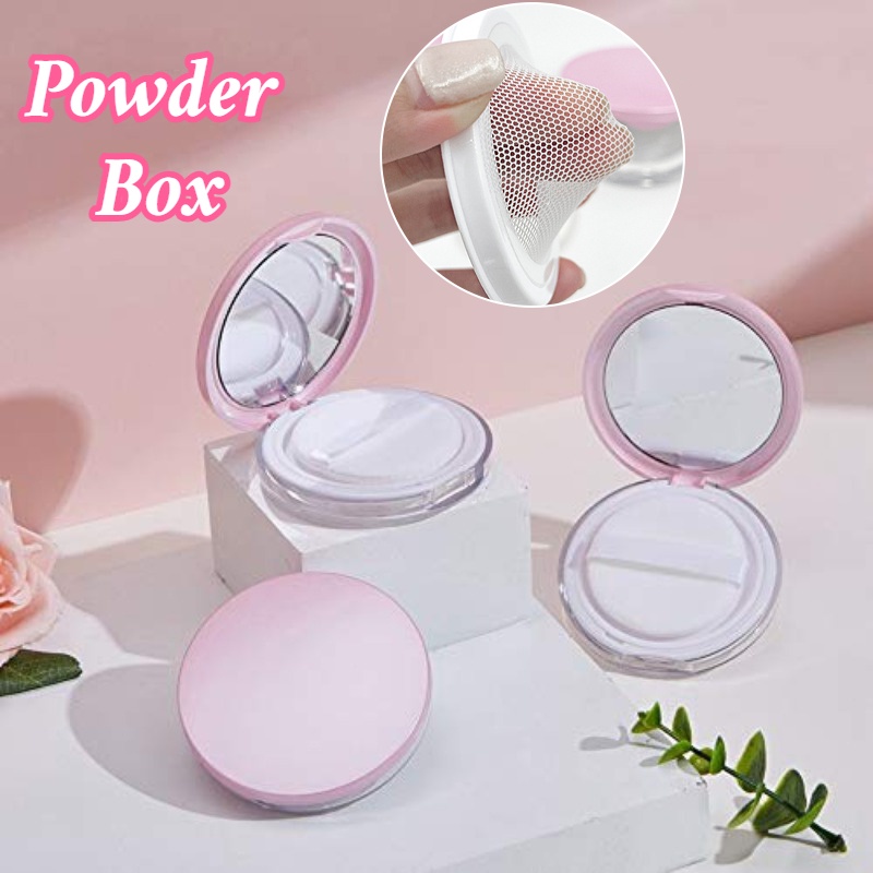 Plastic Loose Powder Compact Container with Powder puff Mirror ...