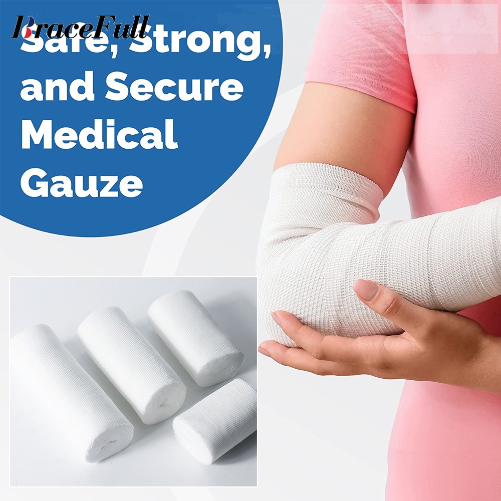 10 Rolls/Set Gauze Bandage Roll with Tape White Gauze Wrap Breathable