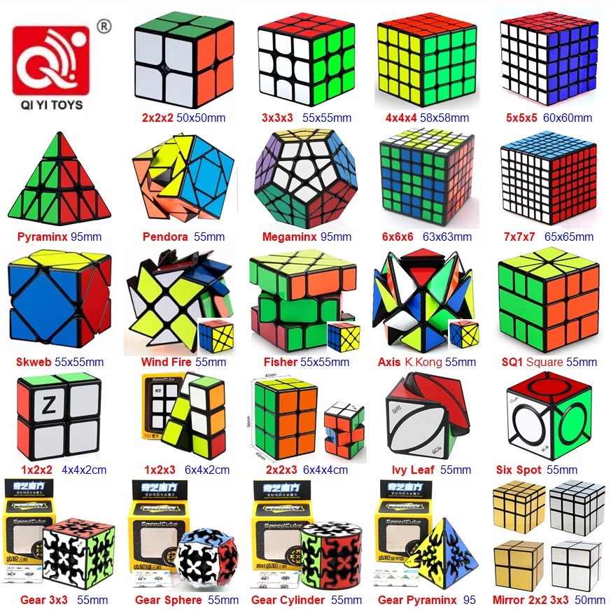 QiYi Black with Sticker Cube 2x2 3x3 4x4 5x5 Ivy Skweb 122 123 233 ...