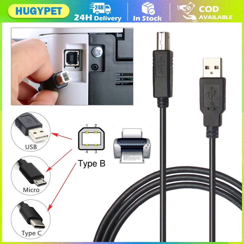 1.5m USB Micro Type C High Speed 2.0 A To B Male Cable Printer Cord For ...