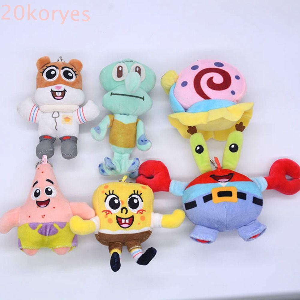 KORYES Spongebob Plush Doll Keychain, Spongebob Patrick Star SpongeBob Stuffed Plush Keychain