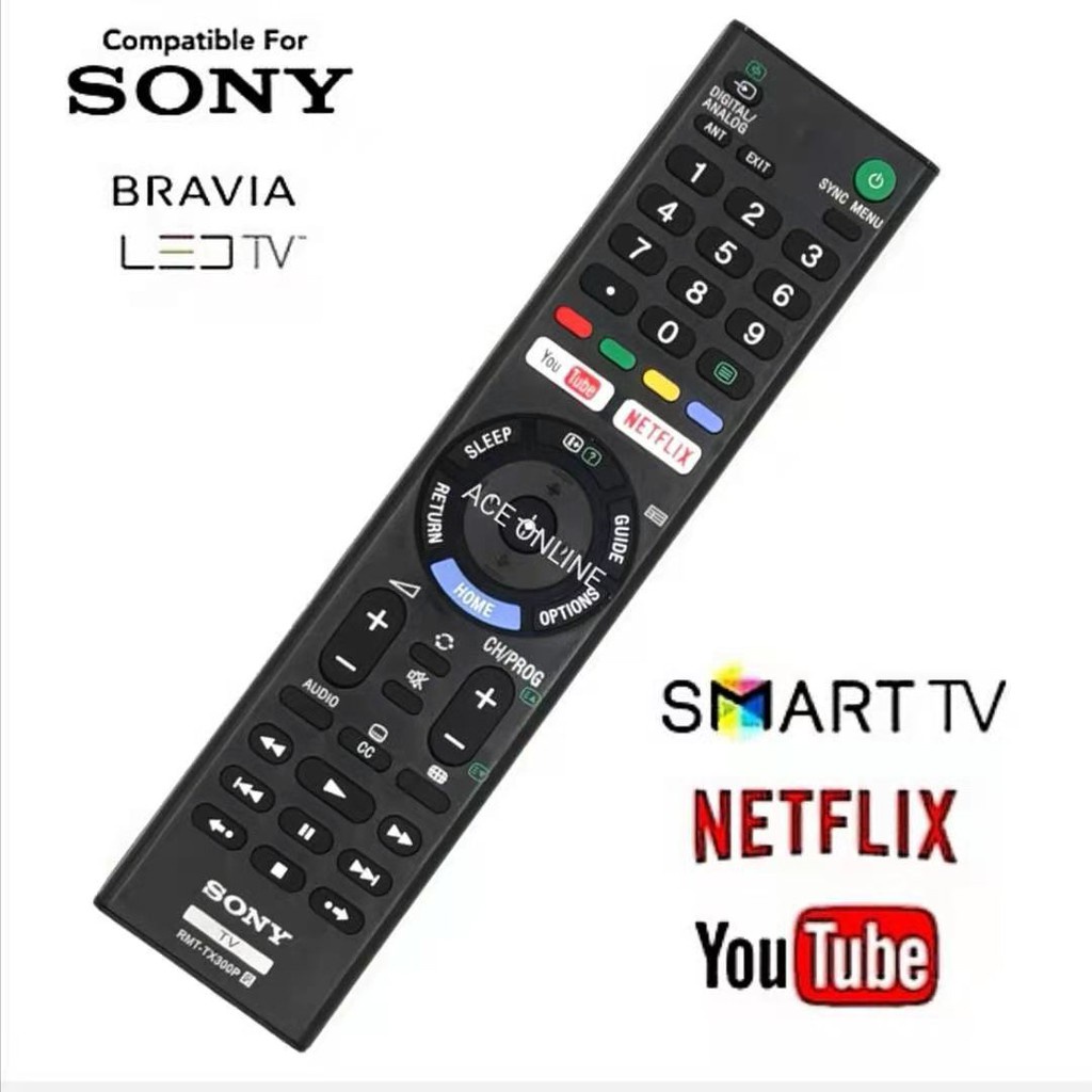 SONY RMTTX300P BRAVIA SMART TV REMOTE CONTROL YOUTUBE NETFLIX TV LED