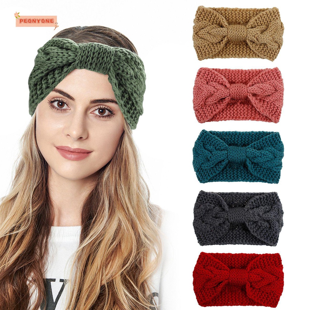 PEONYR Ear Warmer Headband Soft Turban Stretch Crochet Ear Warmer