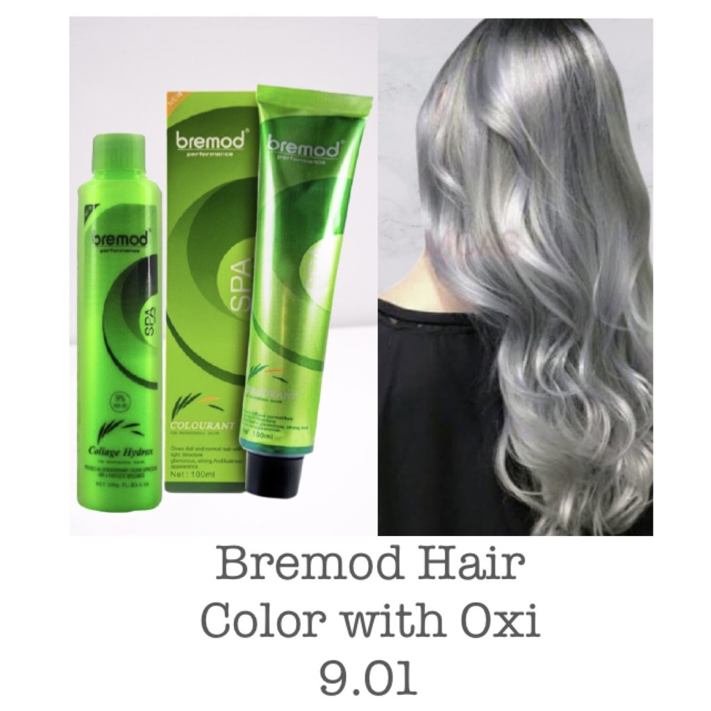♞Bremod ASH Hair Color Metallic Gray 9.01 with Oxi cream Shopee