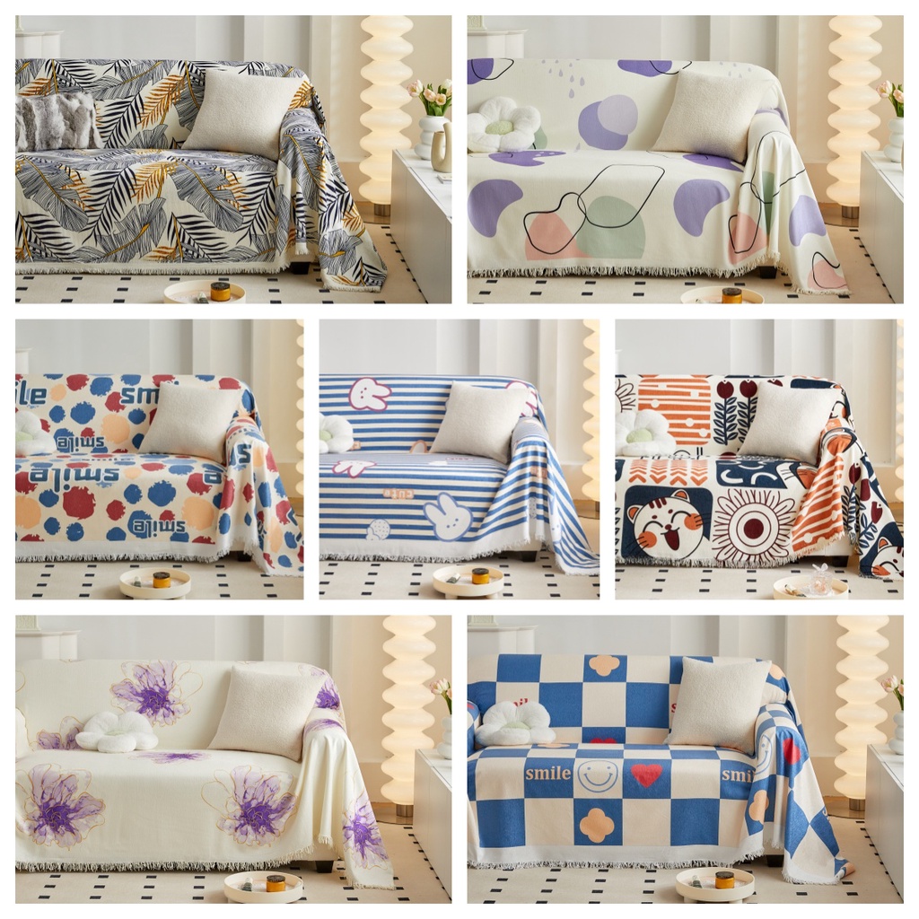 Sofa Blanket Sofa Cover with Tassel Chenille Material Anti-scratch