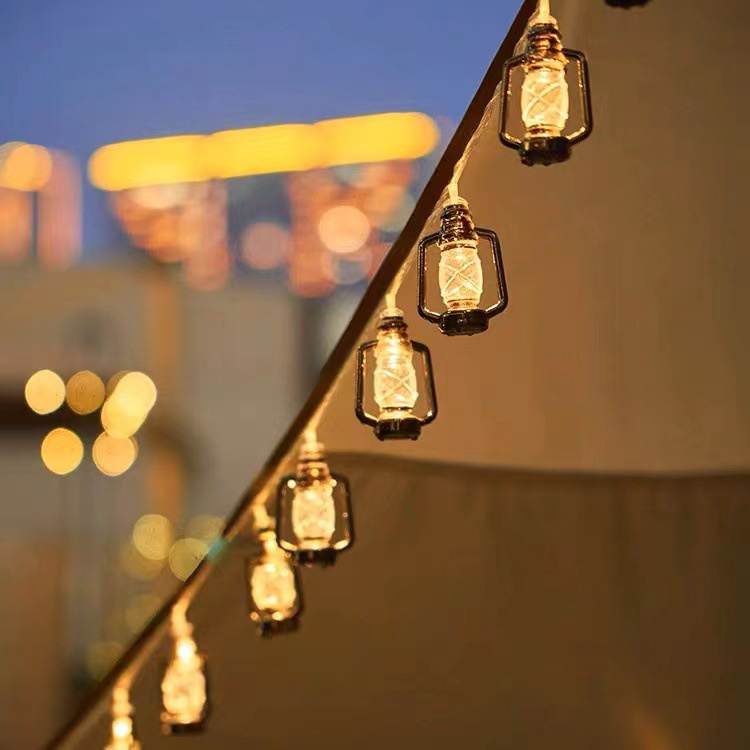 20LED Solar Black Lantern Fairy String Lights Waterproof Outdoor Bulb ...