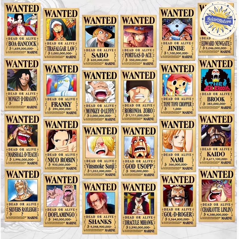 ONE PIECE WANTED BOUNTY POSTERS A4 4R SIZE HIGH QUALITY PRINT NON ...