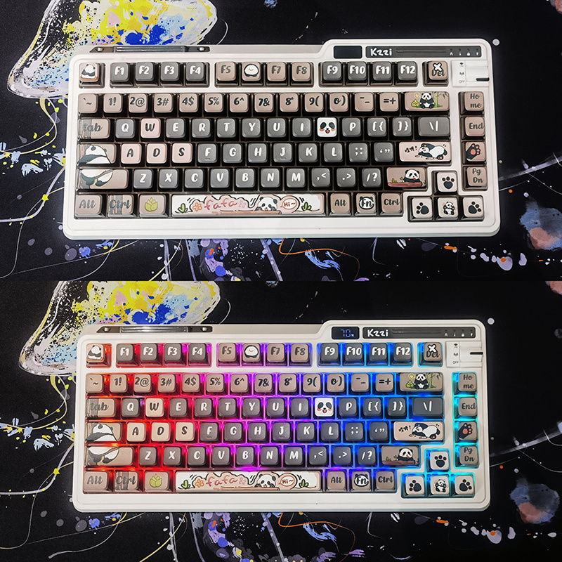 Panda theme small set pudding key cap side transparent PBT thermal ...