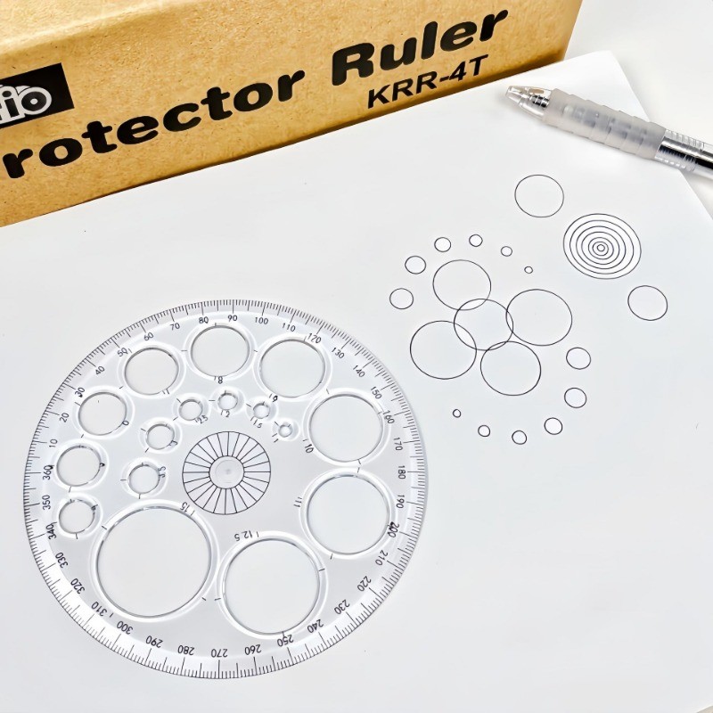 1Pcs 360 Degree Protractor All Round Ruler Template Circle School ...