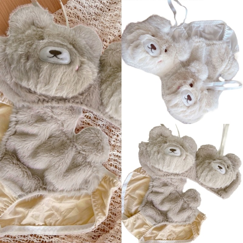 Cute Cartoon Bear Cotton Panties - Mid Waist Sexy Lingerie Set