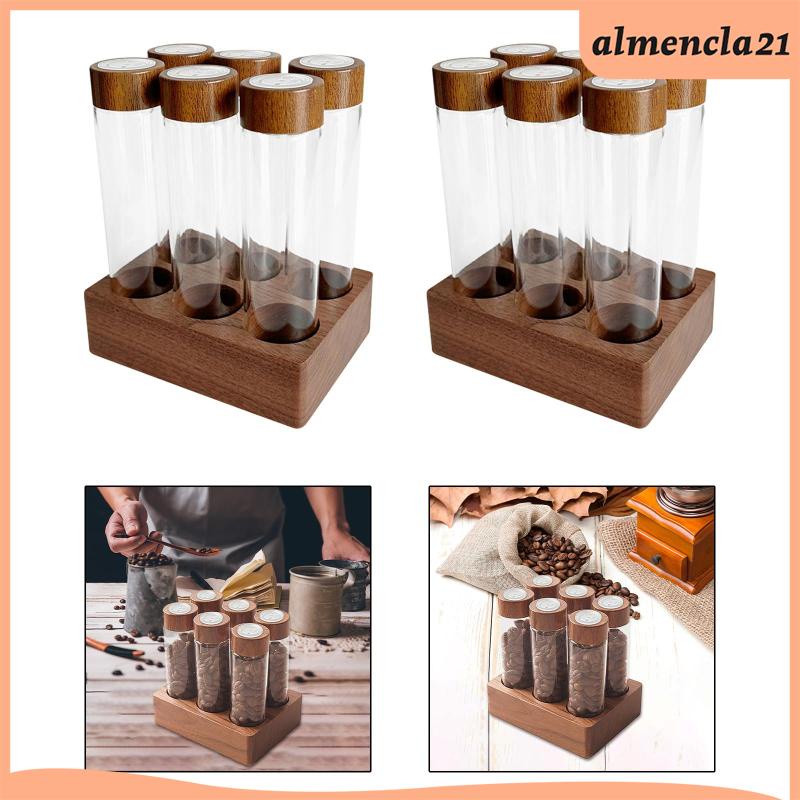 [Almencla] Coffee Beans Storage Containers Coffee Bean Test Tube Wooden