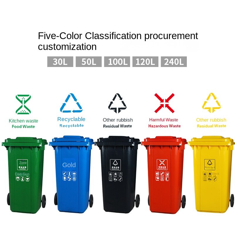 Large outdoor category trash can sanitation commercial 100L/120L with