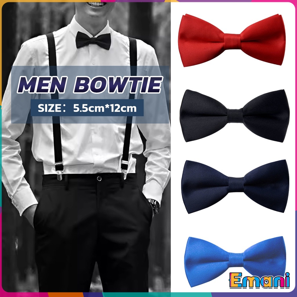 Em Men Classic Satin Silk Bowtie Wedding Stretchable Bow Tie Formal ...