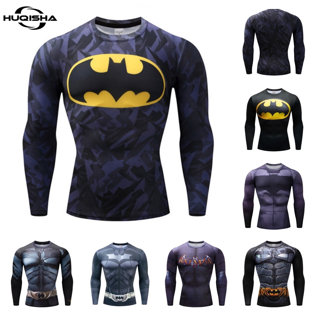 Batman 3D Printed T Shirt Men Long Sleeve Compression GYM Sportswear ...