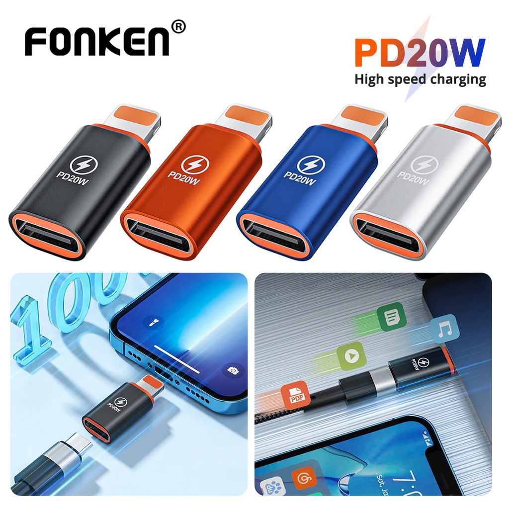 Fonken PD20W Type C To iOS Adapter High Speed Charging Type-C Female To ...
