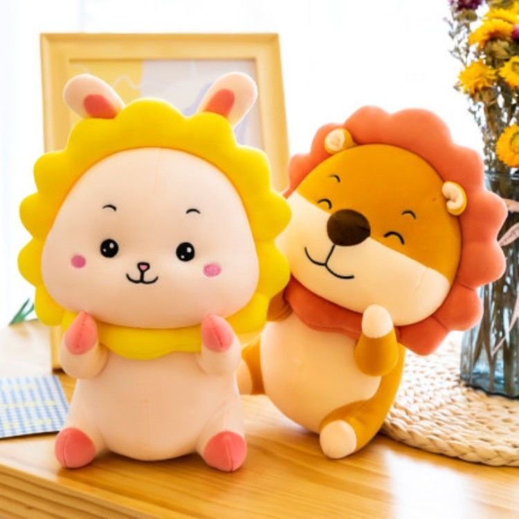 Cute Lion Plush Toy Big Rabbit Doll Ragdoll Piggy Doll Sitting Posture Children Super Cute Bed