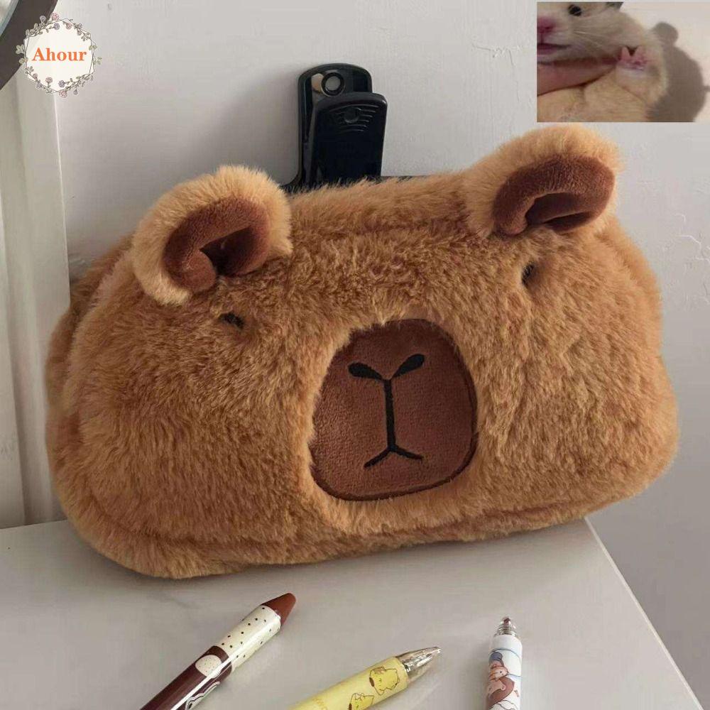 AHOUR Capybara Plush Pen Bag, Plush Doll Stuffed Cartoon Capybara Pen ...