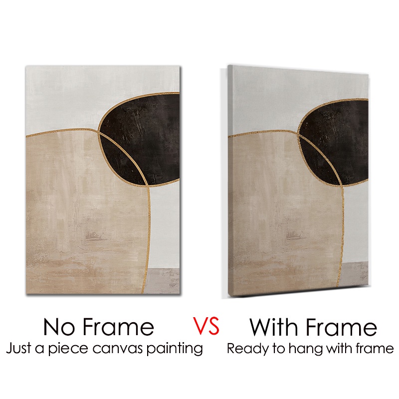 (With Frame)Abstract Nordic Style Canvas Color Block Contraction Line ...