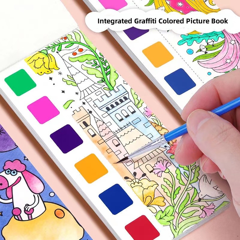 12 Sheets Painting Watercolor Graffiti Coloring Book Set For Kids Art ...