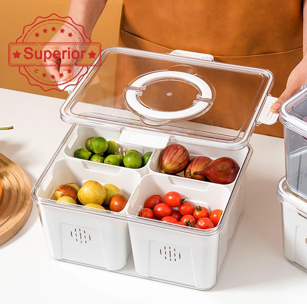 Food Storage Box Transparent Partition Preservation Fruit Storage Box ...