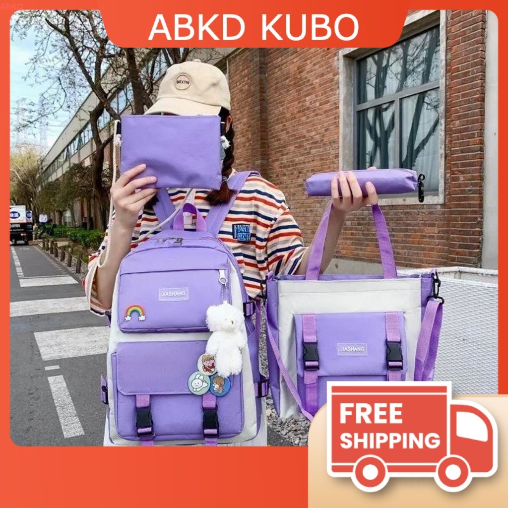 ABKD ZAILEY Korean Backpack | 4 in 1 Backpack Set | School Bag | Cool ...
